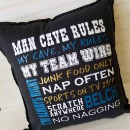 Man Cave Rules Pillow Cover Custom Sports Fan Gift - thumbnail 2