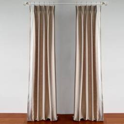Light Brown Cotton Linen Curtain Panels, White Decorative Edge, Custom , For Living Room - thumbnail 2
