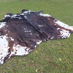 Cow Hide Rug - Brown & White Tricolor Cowhide Brazilian Leather Area Hair On Skin For Home Decor - thumbnail 3