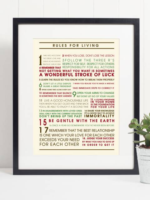 Dalai Lama Rules For Living Quote Art Print Poster - Motivational, Inspirational - image 1