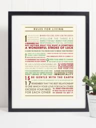 Dalai Lama Rules For Living Quote Art Print Poster - Motivational, Inspirational - thumbnail 1