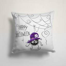 Spider With Witch Hat Throw Cushion Cover/Happy Halloween Case/Carved Pumpkin & Haunted House Decor/Halloween Party Decor - thumbnail 3