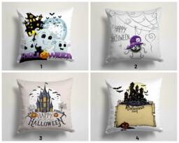 Spider With Witch Hat Throw Cushion Cover/Happy Halloween Case/Carved Pumpkin & Haunted House Decor/Halloween Party Decor