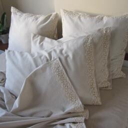 Lace Trimmed Cotton Linen Bedspread, Shabby Chic King Queen Bedding Summer Blanket Coverlets 120x120 - thumbnail 2