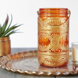 Henna Candle Lantern Bohemian Decor Mason Jar - thumbnail 2
