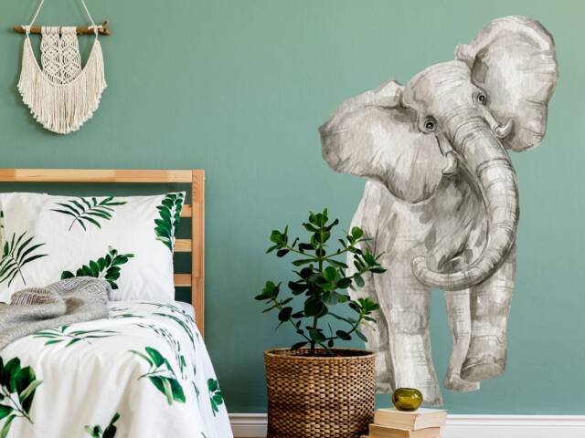 Watercolour Elephant Wall Sticker, Stickers, Nursery Theme, Room Decal - image 1