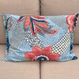Tropical Cushion Cover - Garden Cushion Blue Leaf Pink Flower - thumbnail 3