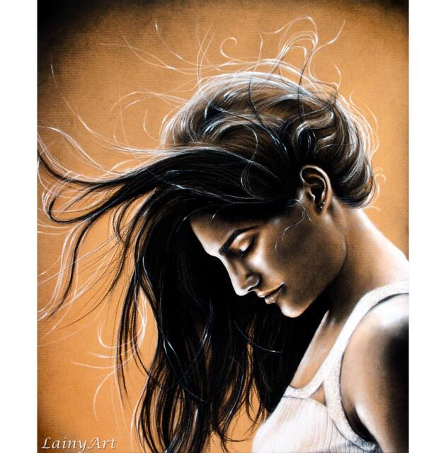 Luminosus - Art Print Wind, Windy, Sepia, Woman, Hair, Portrait Genevieve Cortese Padalecki - image 1