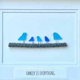 Family Is Everything Framed Sea Glass Art Showing Of 5, Minimalist Beach Decor - thumbnail 2