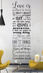 "Vinyl Wall Art Decal - 1 Corinthians 134-8 ""Love Is Patient... Believes All Things Hopes Endures Things. Love Never Ends." - thumbnail 1