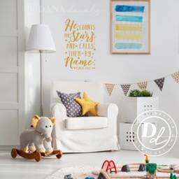 He Counts The Stars Vinyl Wall Decal - Psalm 1474 Nursery Decor - thumbnail 3