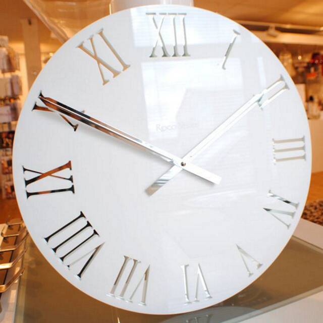 Gloss White Mirror Roman Wall Clock - image 1