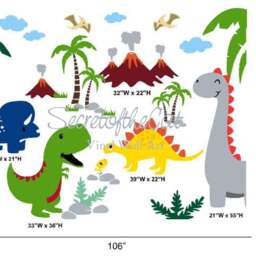 Dinosaurs World Nursery Wall Decal - Custom Name, Dino Decor - thumbnail 2