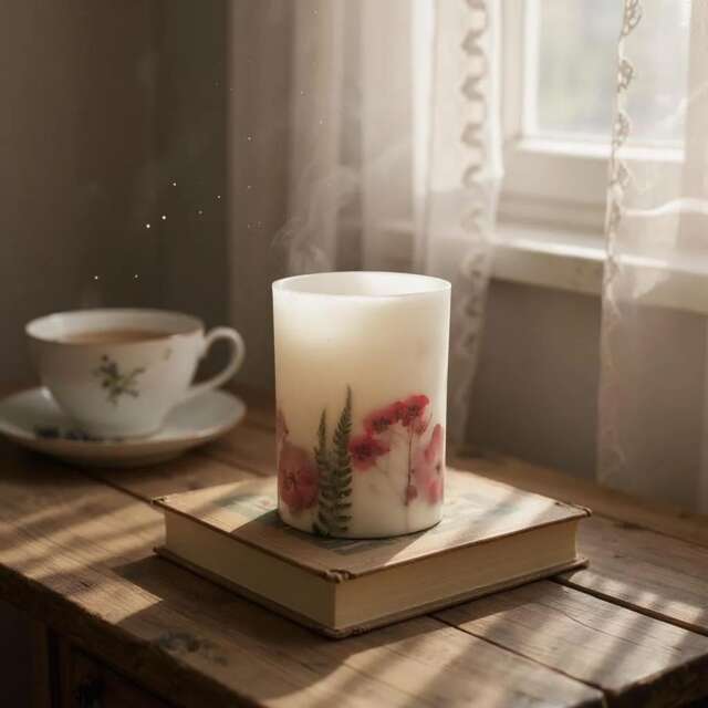 Scented Pillar Candle With Dried Flowers Vegan Soy Wax, Gift Box - image 1