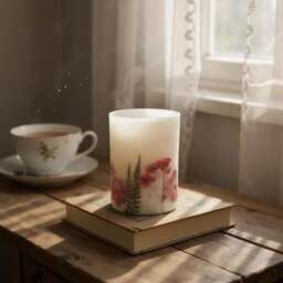 Scented Pillar Candle With Dried Flowers Vegan Soy Wax, Gift Box
