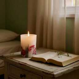 Scented Pillar Candle With Dried Flowers Vegan Soy Wax, Gift Box - thumbnail 4