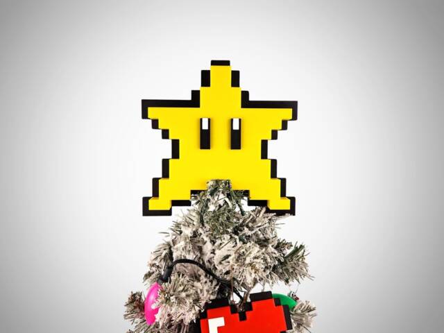 Retro Pixel Star Christmas Tree Topper Gamer Decoration - image 1