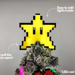 Retro Pixel Star Christmas Tree Topper Gamer Decoration - thumbnail 2