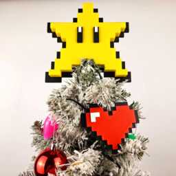 Retro Pixel Star Christmas Tree Topper Gamer Decoration - thumbnail 4