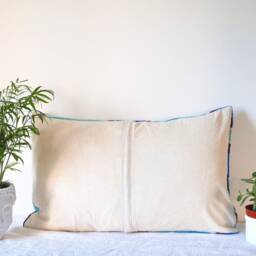 Decorative Turkish Silk Velvet Ikat Kilim Throw Pillow Lumbar Pillowcase - thumbnail 4