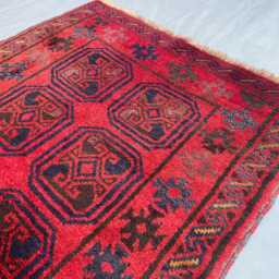 2x4 Afghan Tribal Accent Rug - Red & Green Design Hand-Knotted Wool Rug, Vegetable Dyed, Perfect For Living Room, Bedroom, Kids Room - thumbnail 3