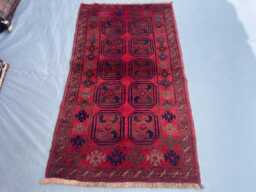 2x4 Afghan Tribal Accent Rug - Red & Green Design Hand-Knotted Wool Rug, Vegetable Dyed, Perfect For Living Room, Bedroom, Kids Room - thumbnail 1