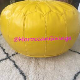 stuffed Moroccan Pouf/Floor Cushions Footstool Berber Pouf Ottoman Leather - thumbnail 3