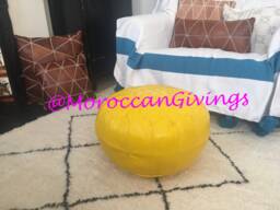 stuffed Moroccan Pouf/Floor Cushions Footstool Berber Pouf Ottoman Leather
