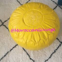 stuffed Moroccan Pouf/Floor Cushions Footstool Berber Pouf Ottoman Leather - thumbnail 2