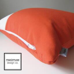 Melon Sunbrella?? Outdoor Pillow Cover in Orange & White Color Block, Modern Cushions For Pool/Patio Lounge Loungers, Deck Chairs Mazizmuse - thumbnail 2