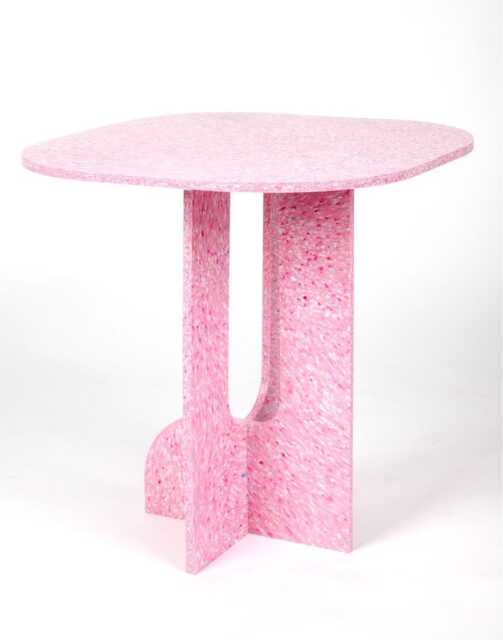 Blush Pink Recycled Plastic Side Table Modern Accent Furniture - image 1