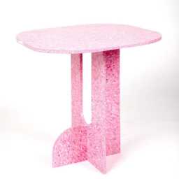 Blush Pink Recycled Plastic Side Table Modern Accent Furniture - thumbnail 2