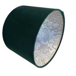 Forest Green Velvet Handmade Lampshade With Grey Floral Lining - thumbnail 3