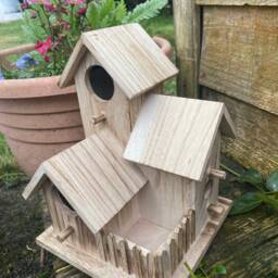 3 in 1 Wooden Bird House Feeder Hanging Box Feeding Display Nest Wildlife Gift Garden Decor - thumbnail 2