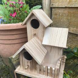 3 in 1 Wooden Bird House Feeder Hanging Box Feeding Display Nest Wildlife Gift Garden Decor - thumbnail 3
