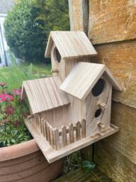 3 in 1 Wooden Bird House Feeder Hanging Box Feeding Display Nest Wildlife Gift Garden Decor
