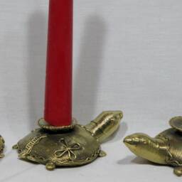 Tortoise , Turtle Brass Metal Dhokra Candle Holder - thumbnail 2