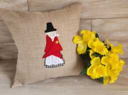 Welsh Lady Cushion 35cm - Handmade Personalised Pillow Birthday, New Home Decor, Soft Furnishing Gift From Wales Neutral Fabric