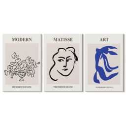 Set Of 3 Canvas Prints - Posters in The Minimalist Style Henri Matisse, Beige Wall Art Large, Artwork Hanging Piece