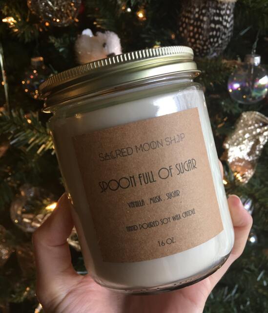 Spoon Full Of Sugar Vegan Hand Poured Soy Wax Candle // 16 Oz. Reusable Glass Jar With Wooden Wick - image 1