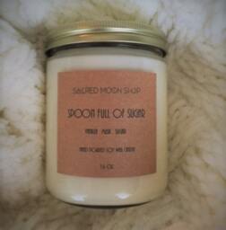 Spoon Full Of Sugar Vegan Hand Poured Soy Wax Candle // 16 Oz. Reusable Glass Jar With Wooden Wick - thumbnail 3