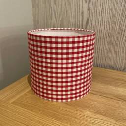 Handmade Lampshade in A Beautiful Red Gingham Check Fabric, Various Sizes Available, Ceiling Or Table/Floor Lamp Options - thumbnail 1