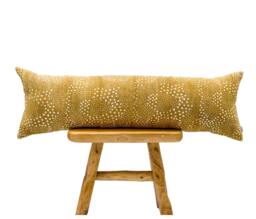 Extra Long Bolster Pillow Cover, African Mudcloth Long Lumbar Pillow, Mustard Yellow Cover
