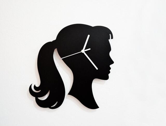 Woman Vintage Haircut Silhouette - Wall Clock - image 1