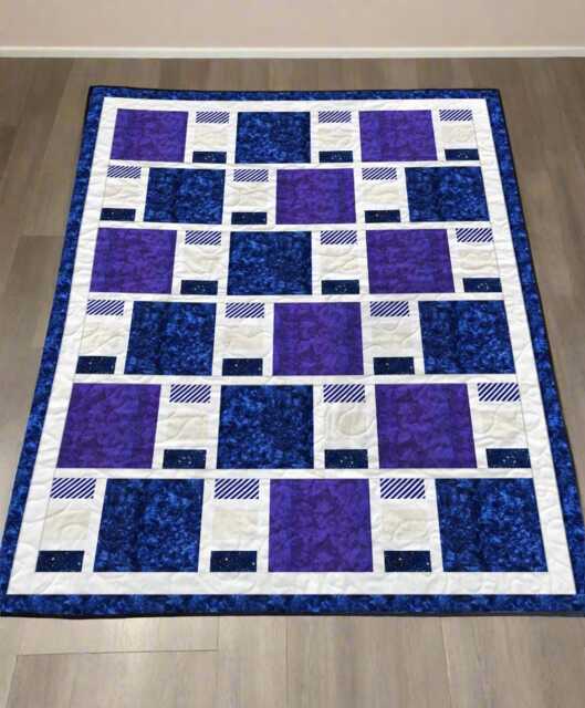 "Midnight Mosaic Quilt Pattern - Geometric Throw - 52"" X 67"