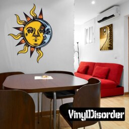 Occult Sun Moon Wall Decal - Fabric Vinyl Removable & Reusable Occultuscolor007Et