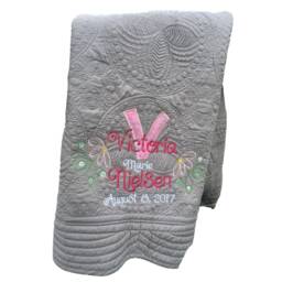 Personalized Baby Blanket, Emrboidered Cosy, Baby Cot Bedding, Pram Cover, Winter Small Childs Personalized Snuggle - thumbnail 2