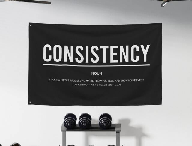 Consistency Gym Motivation Definition Banner Flag, Wall Art, Decor, Home Art Fabric Banner, Flags, Signs - image 1
