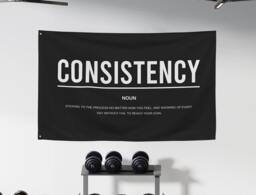 Consistency Gym Motivation Definition Banner Flag, Wall Art, Decor, Home Art Fabric Banner, Flags, Signs - thumbnail 1