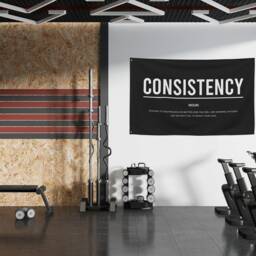 Consistency Gym Motivation Definition Banner Flag, Wall Art, Decor, Home Art Fabric Banner, Flags, Signs - thumbnail 4